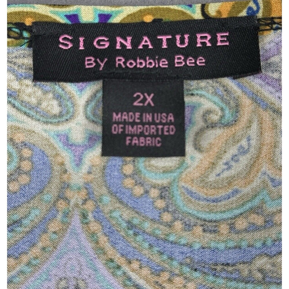 Signature by Robbie Bee Dress Women's 2X Plus Paisley Wing Sleeves Multicolor - Picture 3 of 6